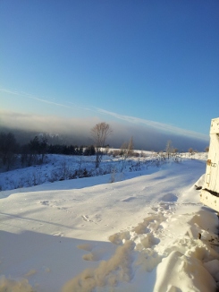 Terrasse hivernale enneige